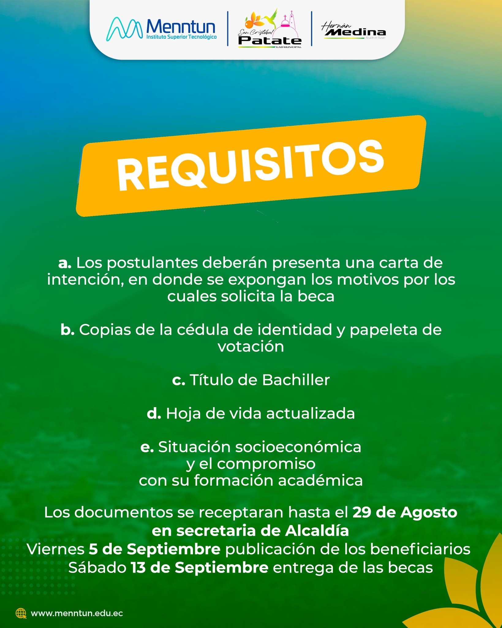 CONVOCATORIA ABIERTA  - BECAS MENNTUN